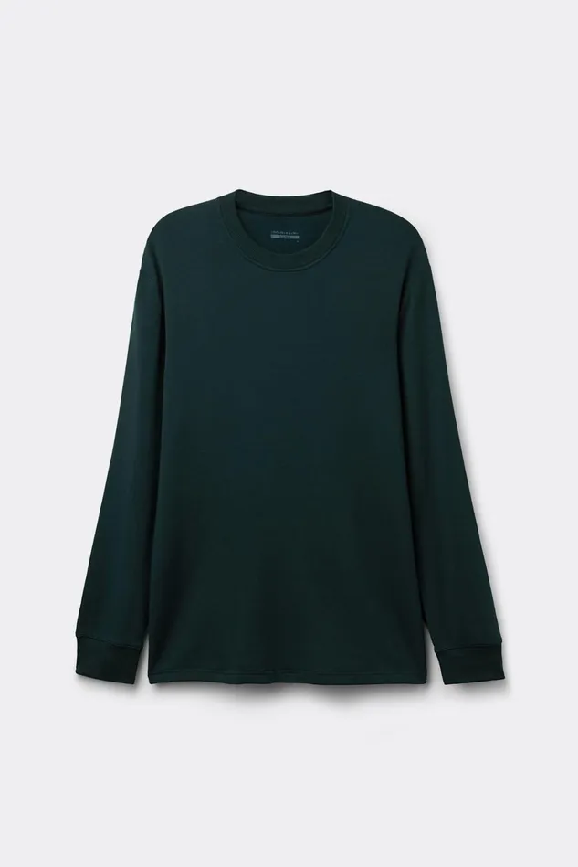 Intimissimi Sweatshirts Men Long Sleeve Top In Modal Fleece Green 132j 8211 Verde Scuro