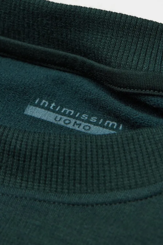 Intimissimi Sweatshirts Men Long Sleeve Top In Modal Fleece Green 132j 8211 Verde Scuro