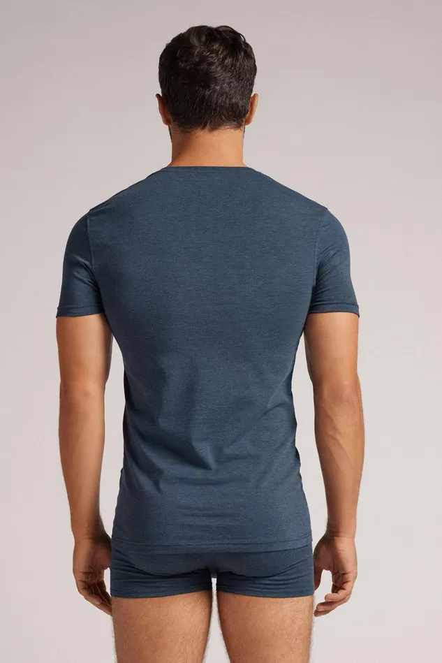 Intimissimi TShirts Polos Men Stretch Superior Cotton TShirt Blue 3120 8211 Blu Ink Melange