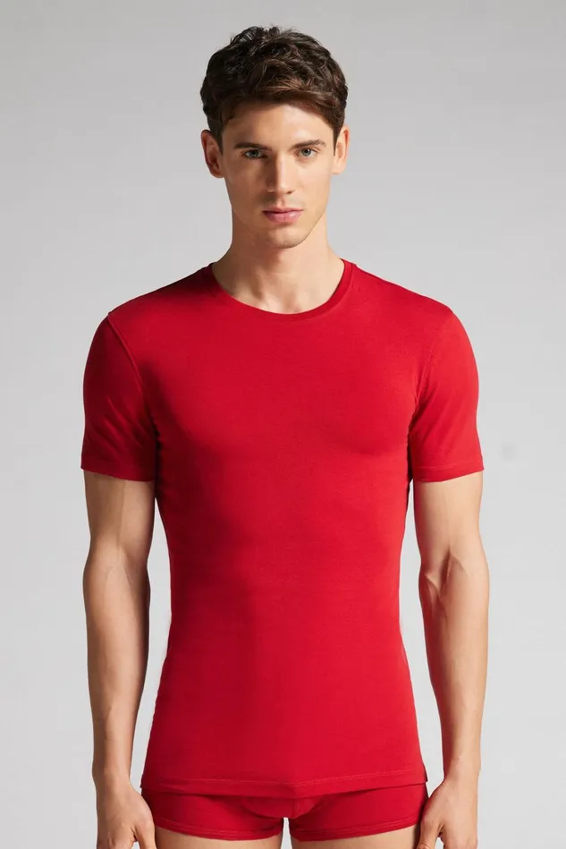 Intimissimi TShirts Polos Men Stretch Superior Cotton TShirt Red 887 8211 Rosso