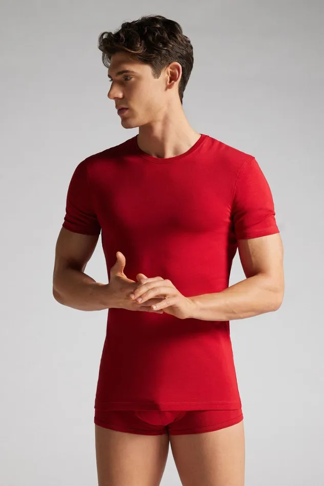 Intimissimi TShirts Polos Men Stretch Superior Cotton TShirt Red 887 8211 Rosso
