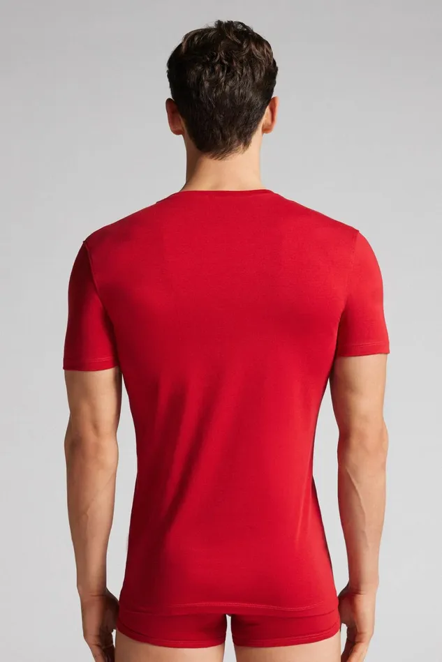 Intimissimi TShirts Polos Men Stretch Superior Cotton TShirt Red 887 8211 Rosso