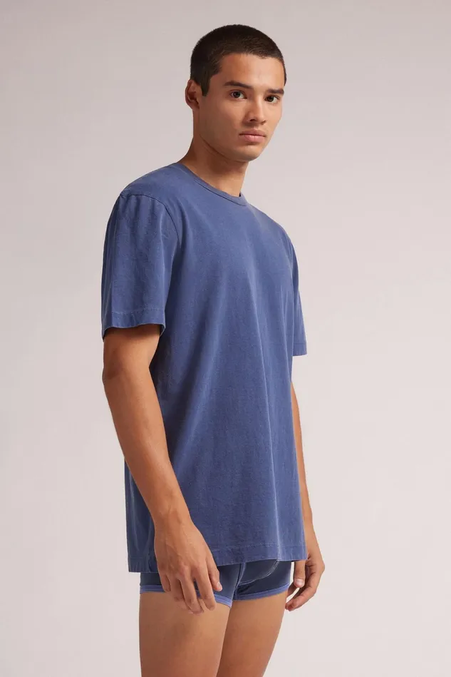 Intimissimi TShirts Polos Men Washed Collection Cotton TShirt Blue 696j 8211 Blue Stone Delave039