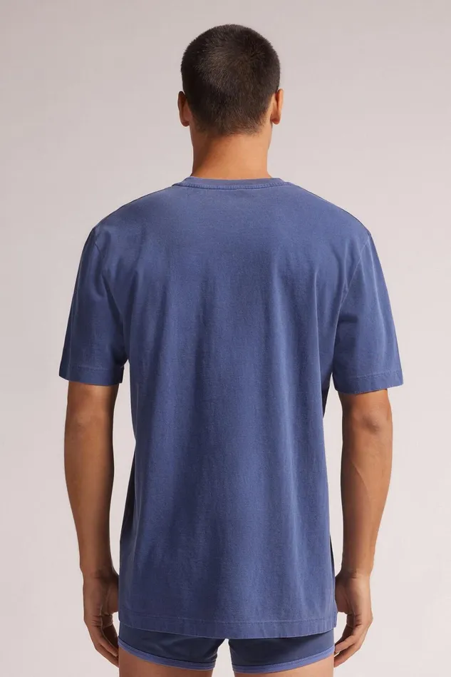 Intimissimi TShirts Polos Men Washed Collection Cotton TShirt Blue 696j 8211 Blue Stone Delave039