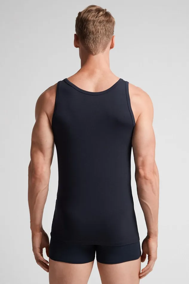 Intimissimi Tank Tops Undershirts Men Round Neck Tank Top In Stretch Superior Cotton Blue 800 8211 Blu Notte