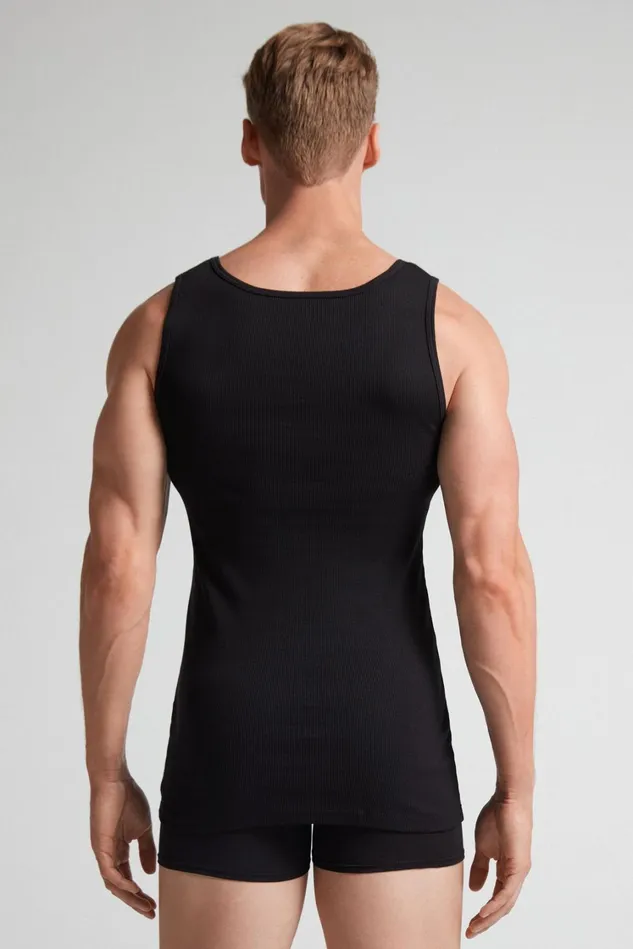 Intimissimi Tank Tops Undershirts Men Superior Cotton Ribbed Tank Top Black 019 8211 Black