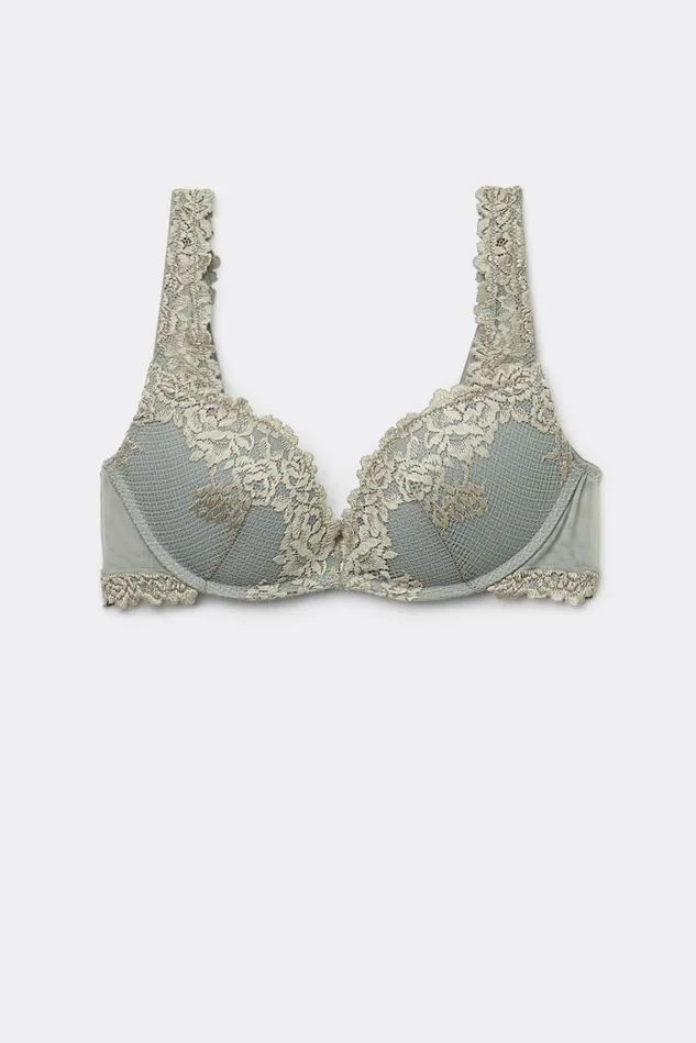 Intimissimi Wireless Women Pretty Flowers Gioia Super PushUp Bra Green 657j 8211 Fade Green