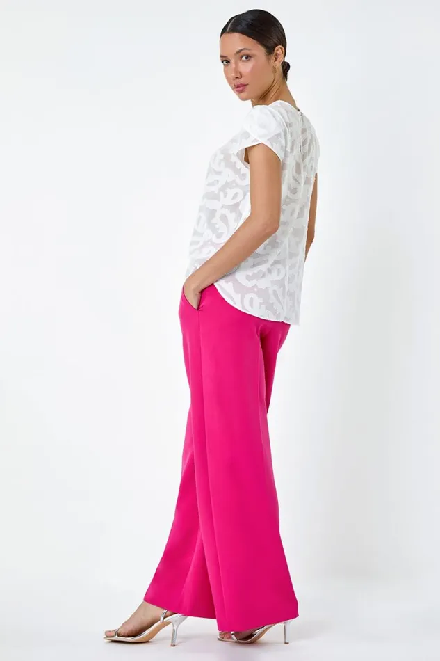 Ivory Jacquard Paisley Print Top Women Roman Tops