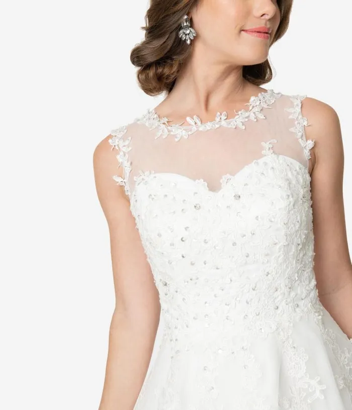 Ivory Lace and Tulle Riviera Bridal Dress Dresses Unique Vintage Swing