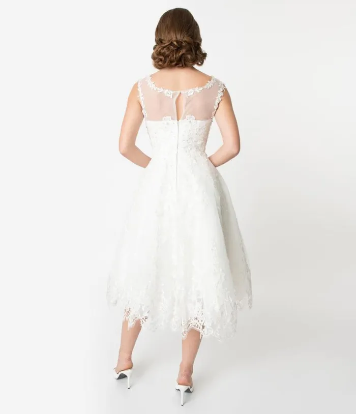 Ivory Lace and Tulle Riviera Bridal Dress Dresses Unique Vintage Swing