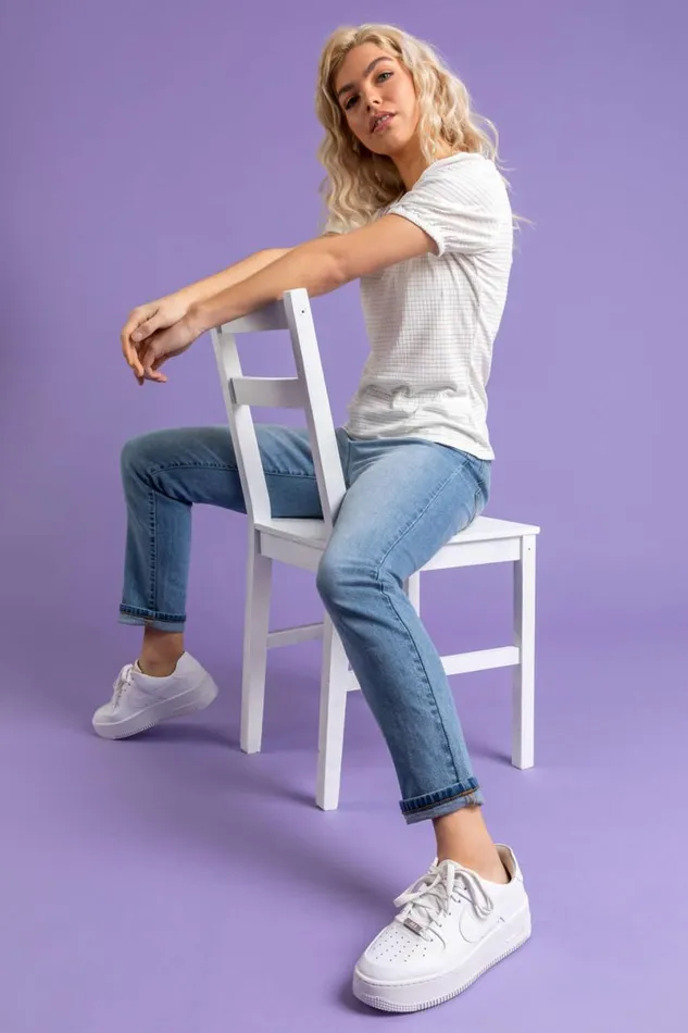 Ivory Textured Puff Sleeve Jersey Top Women Roman Tops