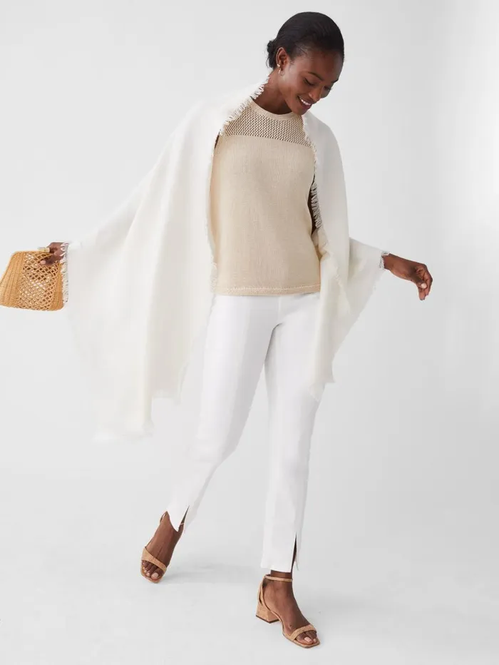 JMcLaughlin Carey Cashmere Scarf Ivory Women Scarves JMcLaughlin Carey Cashmere Scarf Ivory Women Scarves