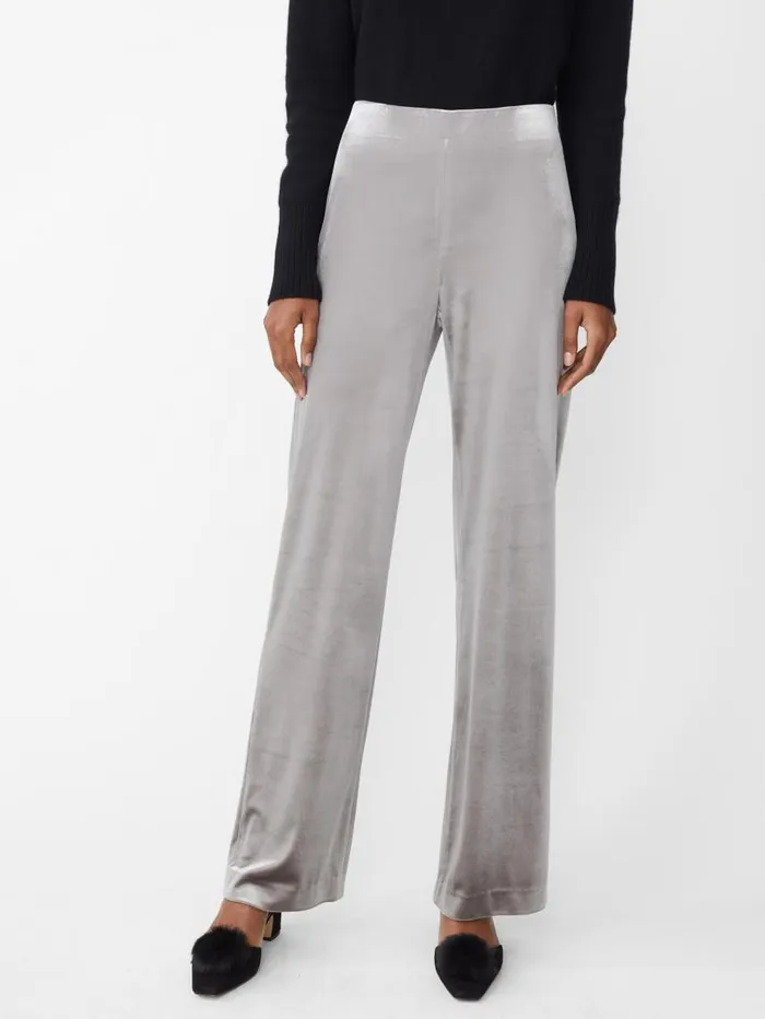 JMcLaughlin Carter Velvet Pants Silver Grey Women Pants JMcLaughlin Carter Velvet Pants Silver Grey Women Pants