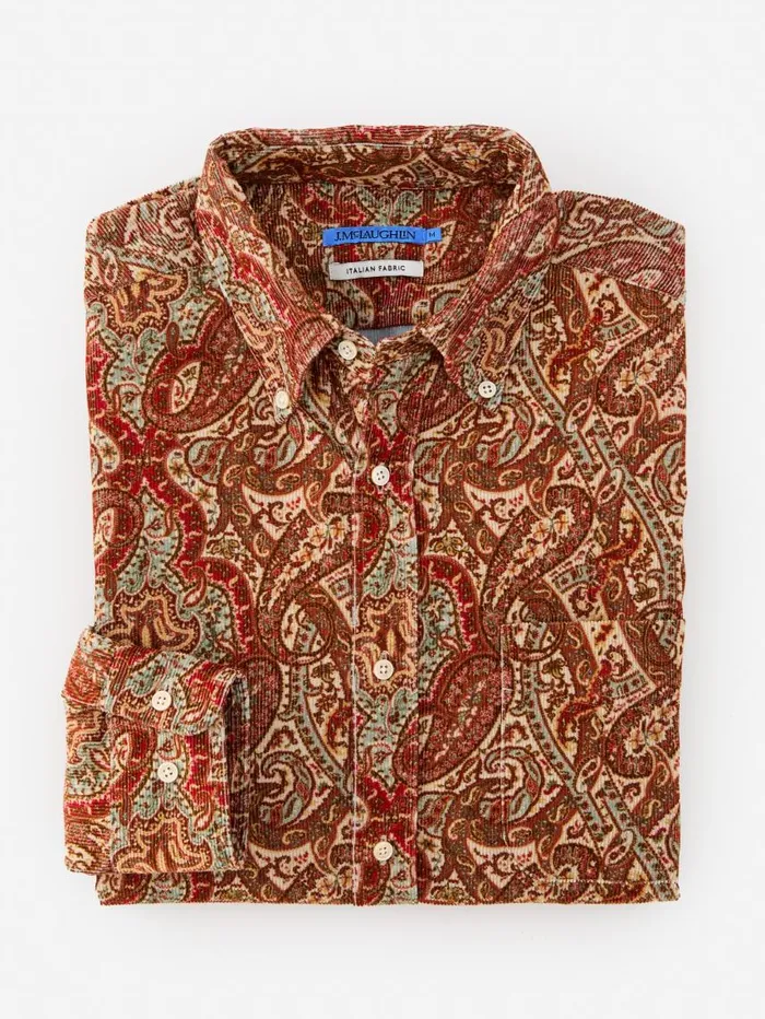 JMcLaughlin Collis Classic Fit Shirt In Paisley Brownburgundytan Men Shirts JMcLaughlin Collis Classic Fit Shirt In Paisley Brownburgundytan Men Shirts