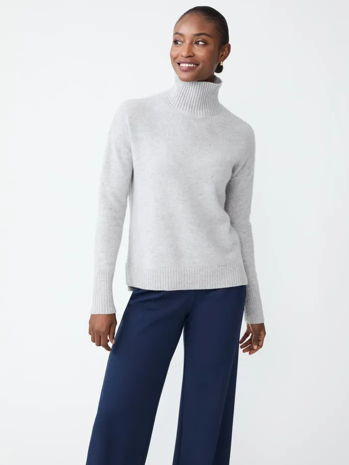 JMcLaughlin Dina Cashmere Turtleneck Light Heather Gray Women Sweaters JMcLaughlin Dina Cashmere Turtleneck Light Heather Gray Women Sweaters