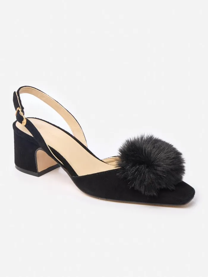 JMcLaughlin Dita Suede Slingback Heels Black Women Heels