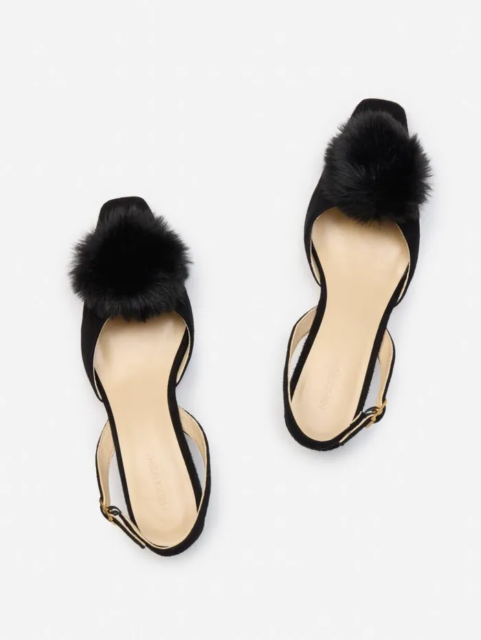 JMcLaughlin Dita Suede Slingback Heels Black Women Heels JMcLaughlin Dita Suede Slingback Heels Black Women Heels
