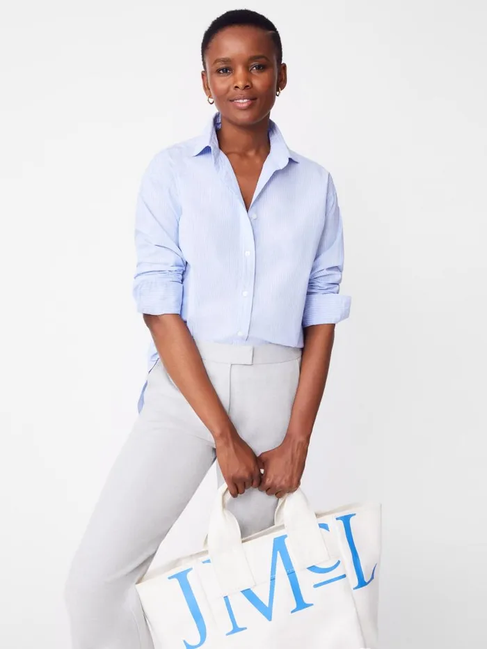 JMcLaughlin Finn Shirt In Stripe Sky Bluewhite Women Shirts and Tops