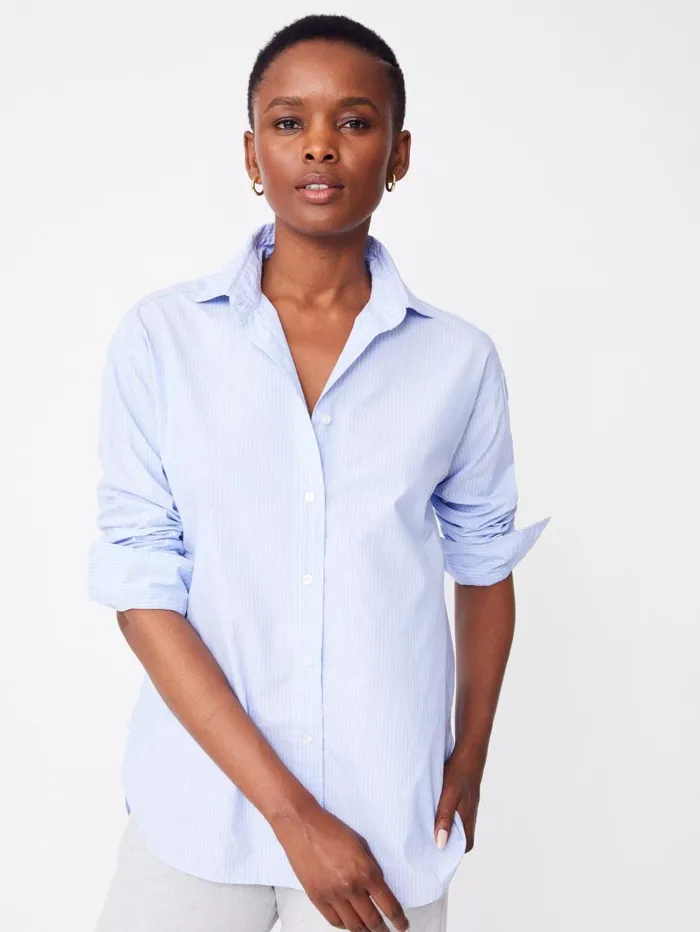 JMcLaughlin Finn Shirt In Stripe Sky Bluewhite Women Shirts and Tops JMcLaughlin Finn Shirt In Stripe Sky Bluewhite Women Shirts and Tops
