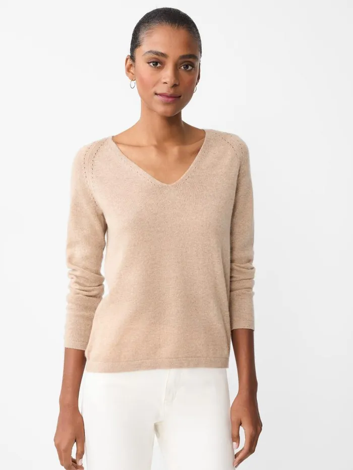 JMcLaughlin Hartley Cashmere Sweater Heather Beach Sand Women Sweaters