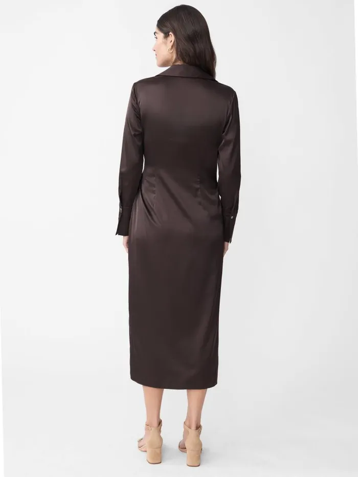JMcLaughlin Leandra Satin Dress Dark Chocolate Women Dresses JMcLaughlin Leandra Satin Dress Dark Chocolate Women Dresses
