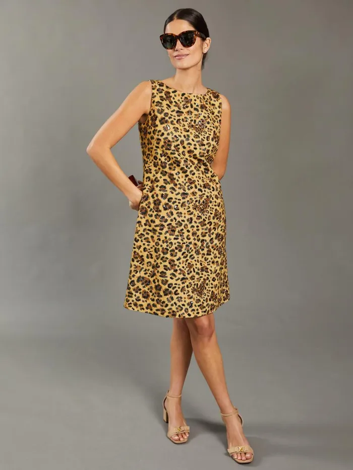 JMcLaughlin Lizzi Dress In Leopard RSVP X Steven Stolman Tanblack Women Dresses