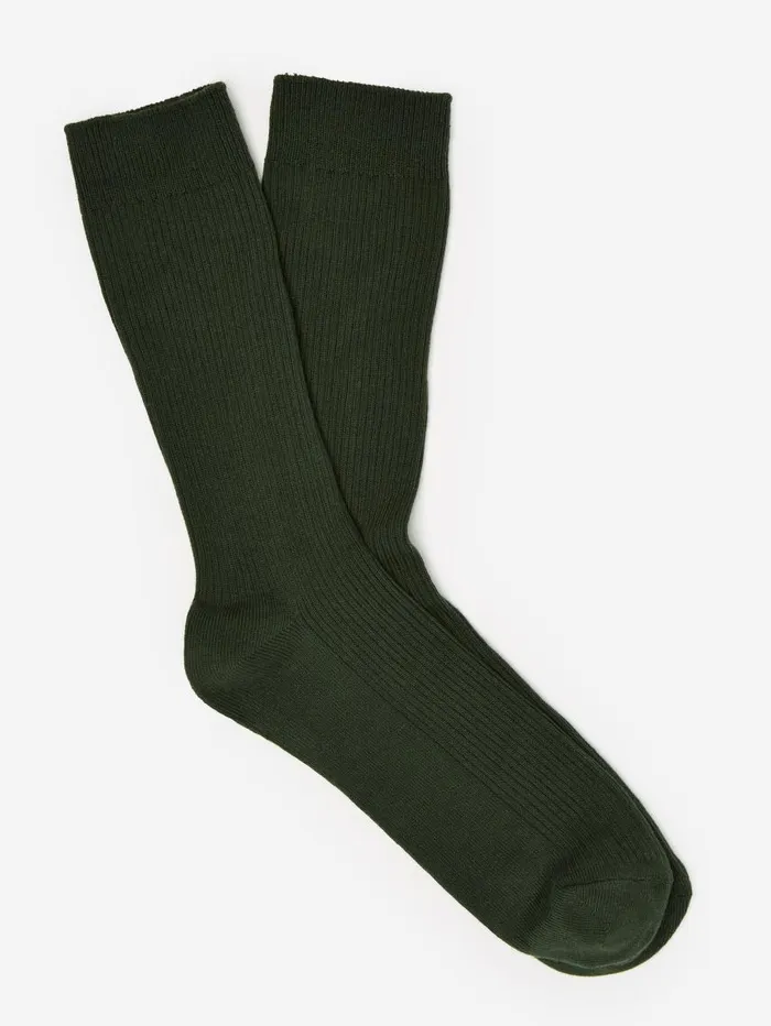 JMcLaughlin Ribbed Socks Olive Men Socks