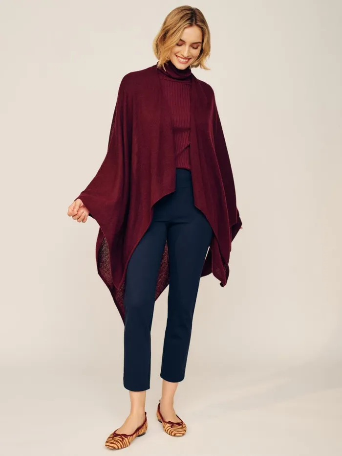 JMcLaughlin Rossi Cashmere Wrap Merlot Women Jackets and Outerwear