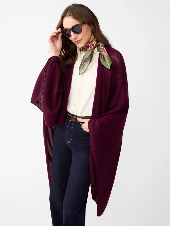 JMcLaughlin Rossi Cashmere Wrap Merlot Women Jackets and Outerwear JMcLaughlin Rossi Cashmere Wrap Merlot Women Jackets and Outerwear