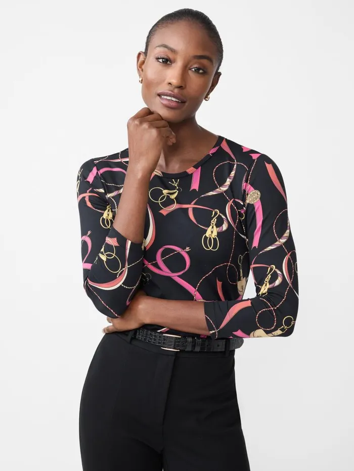 JMcLaughlin Signature Tee In Neo Sinclair Heraldic Blackred Women Shirts and Tops