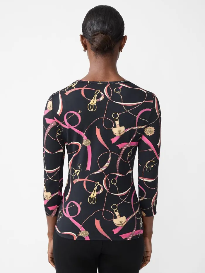 JMcLaughlin Signature Tee In Neo Sinclair Heraldic Blackred Women Shirts and Tops JMcLaughlin Signature Tee In Neo Sinclair Heraldic Blackred Women Shirts and Tops