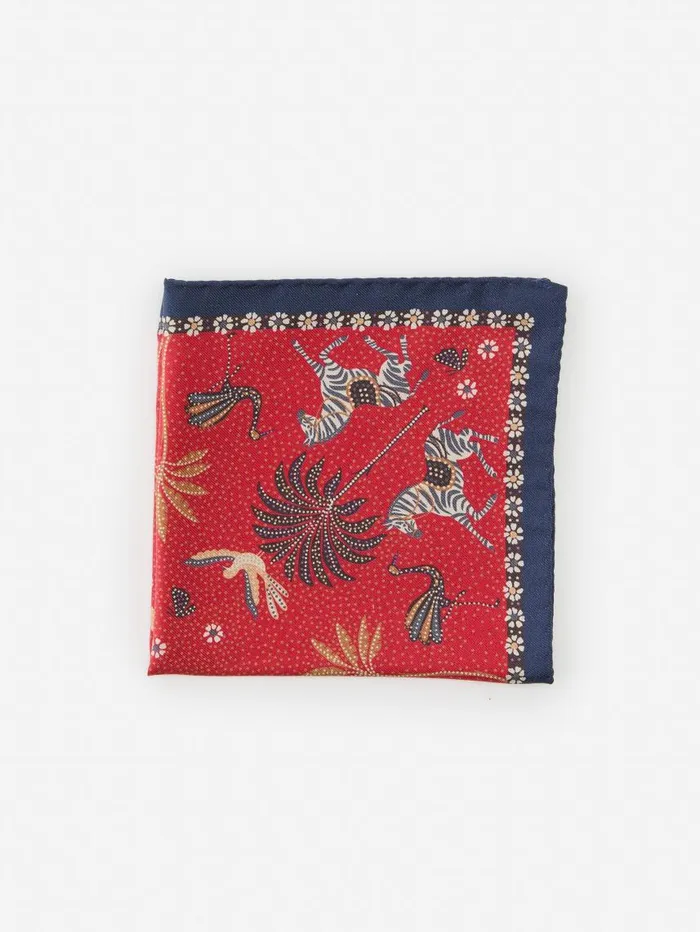 JMcLaughlin Silk Pocket Square In Desert Palm Redmulti Men Pocket Squares