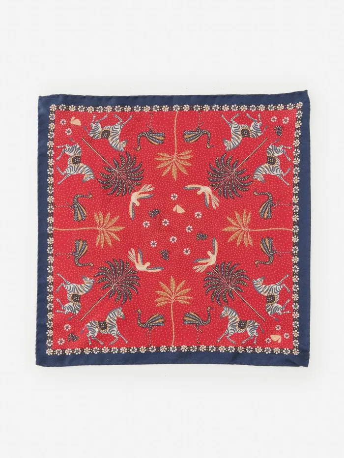 JMcLaughlin Silk Pocket Square In Desert Palm Redmulti Men Pocket Squares JMcLaughlin Silk Pocket Square In Desert Palm Redmulti Men Pocket Squares