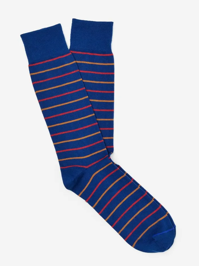 JMcLaughlin Socks In Stripe Royal Blueredgold Men Socks