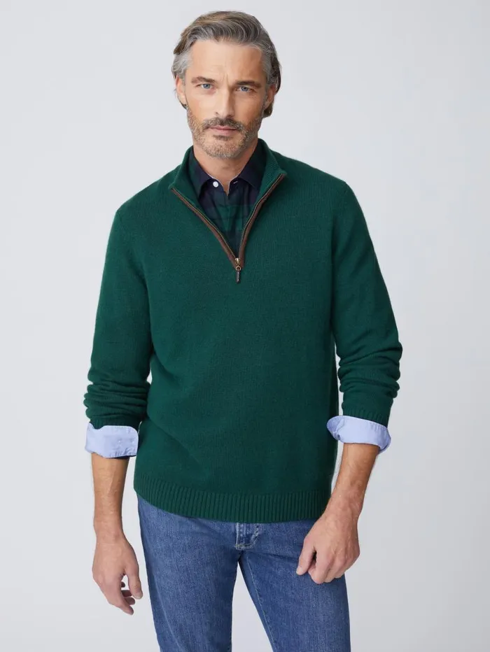 JMcLaughlin Tate Cashmere Sweater Bottle Green Men Sweaters