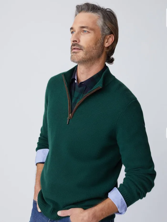 JMcLaughlin Tate Cashmere Sweater Bottle Green Men Sweaters JMcLaughlin Tate Cashmere Sweater Bottle Green Men Sweaters