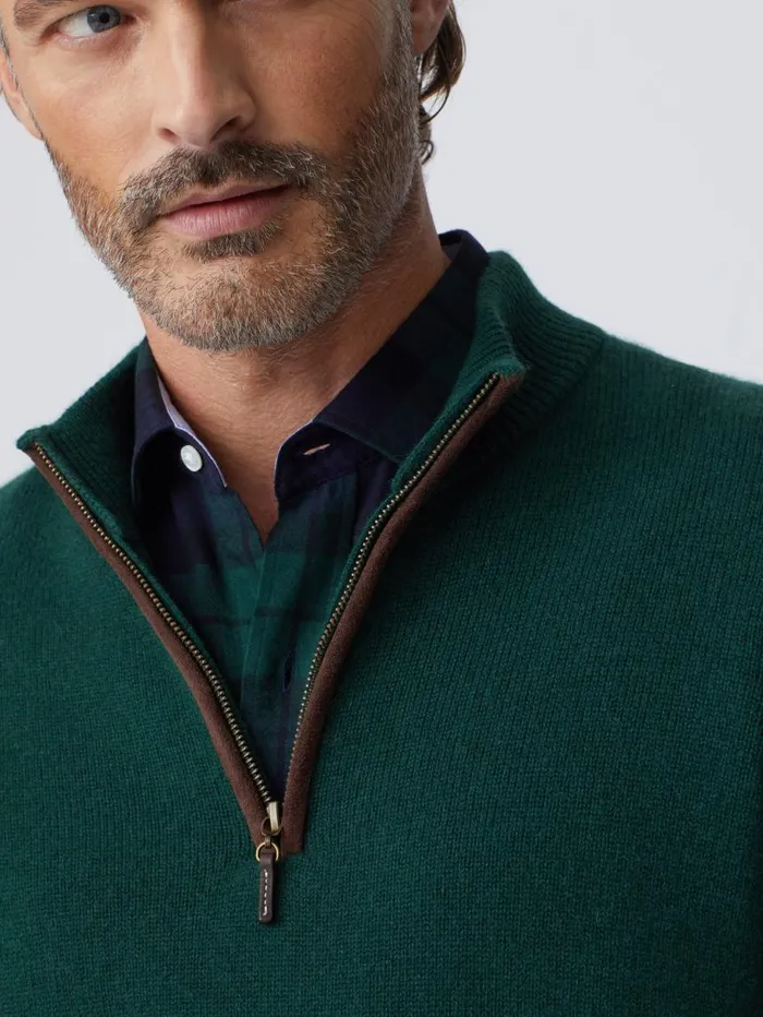 JMcLaughlin Tate Cashmere Sweater Bottle Green Men Sweaters JMcLaughlin Tate Cashmere Sweater Bottle Green Men Sweaters
