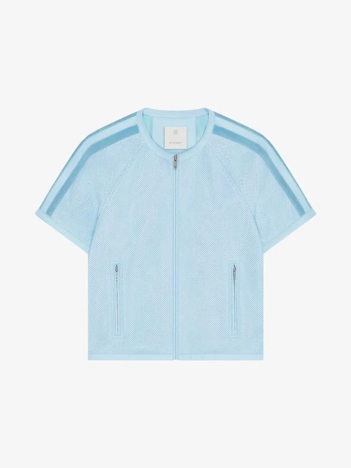Jacket In Perforated Leather Sky Blue Men Givenchy Coats and Jackets