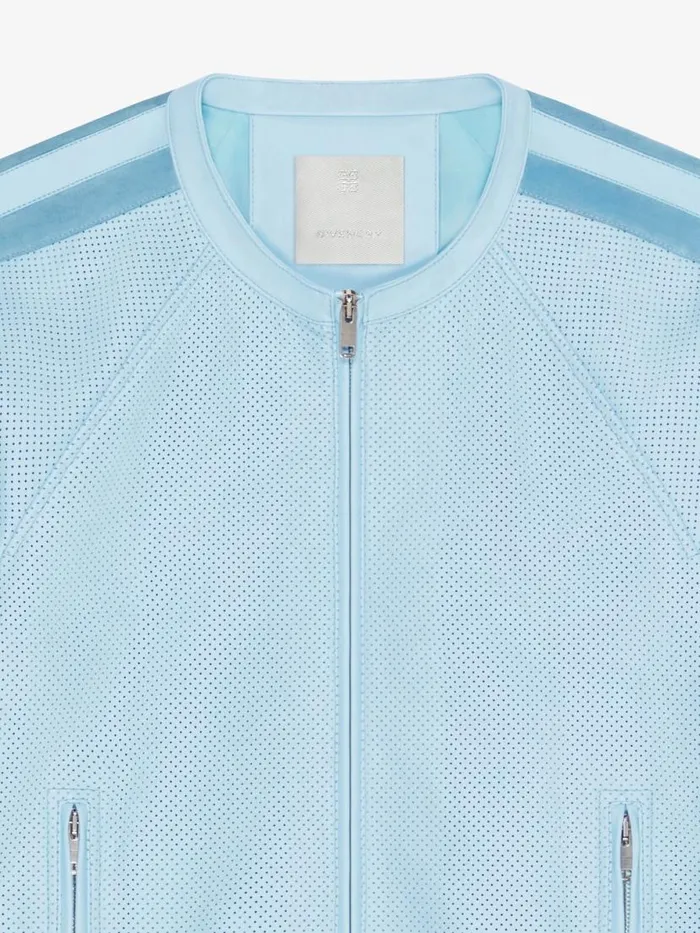 Jacket In Perforated Leather Sky Blue Men Givenchy Coats and Jackets
