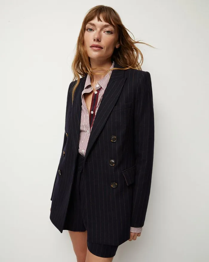 Jackets and Outerwear ShopJackets Veronica Beard Ellette Pinstriped Dickey Jacket Navy Multi Jackets and Outerwear ShopJackets Veronica Beard Ellette Pinstriped Dickey Jacket Navy Multi