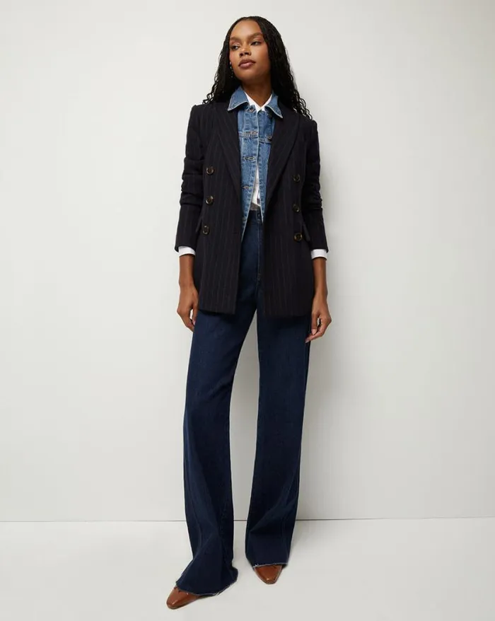 Jackets and Outerwear ShopJackets Veronica Beard Ellette Pinstriped Dickey Jacket Navy Multi