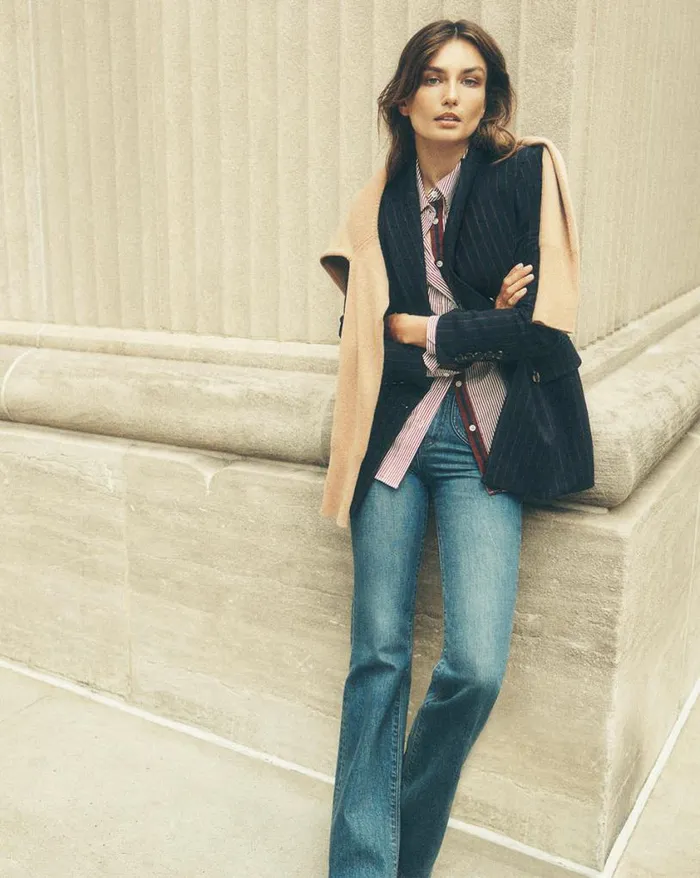 Jackets and Outerwear ShopJackets Veronica Beard Ellette Pinstriped Dickey Jacket Navy Multi