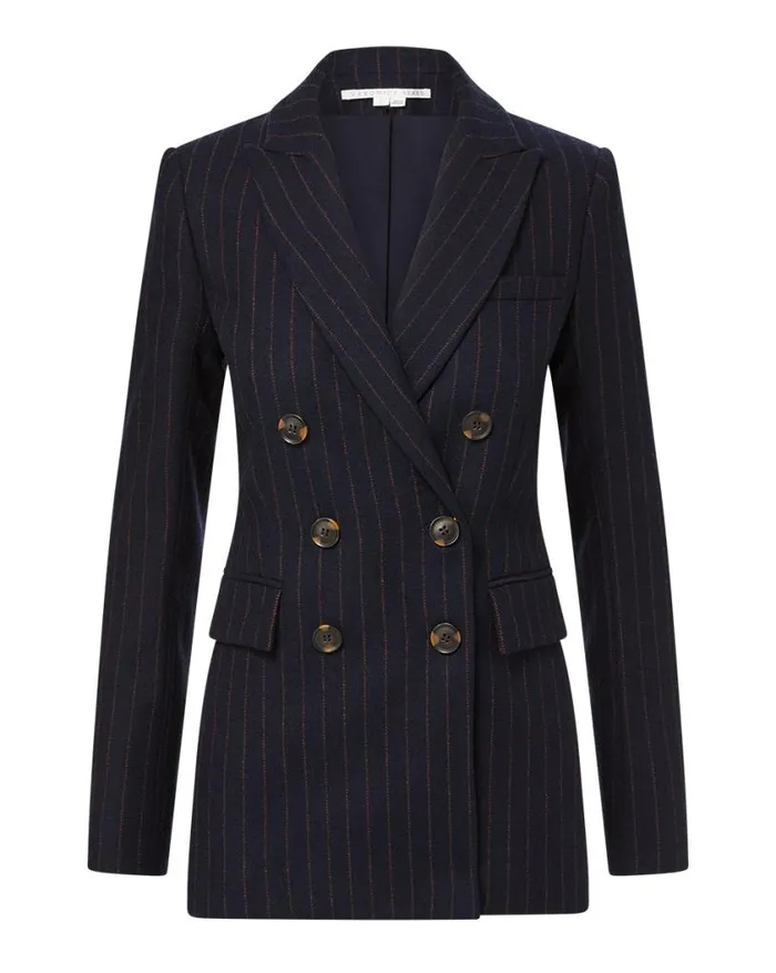 Jackets and Outerwear ShopJackets Veronica Beard Ellette Pinstriped Dickey Jacket Navy Multi