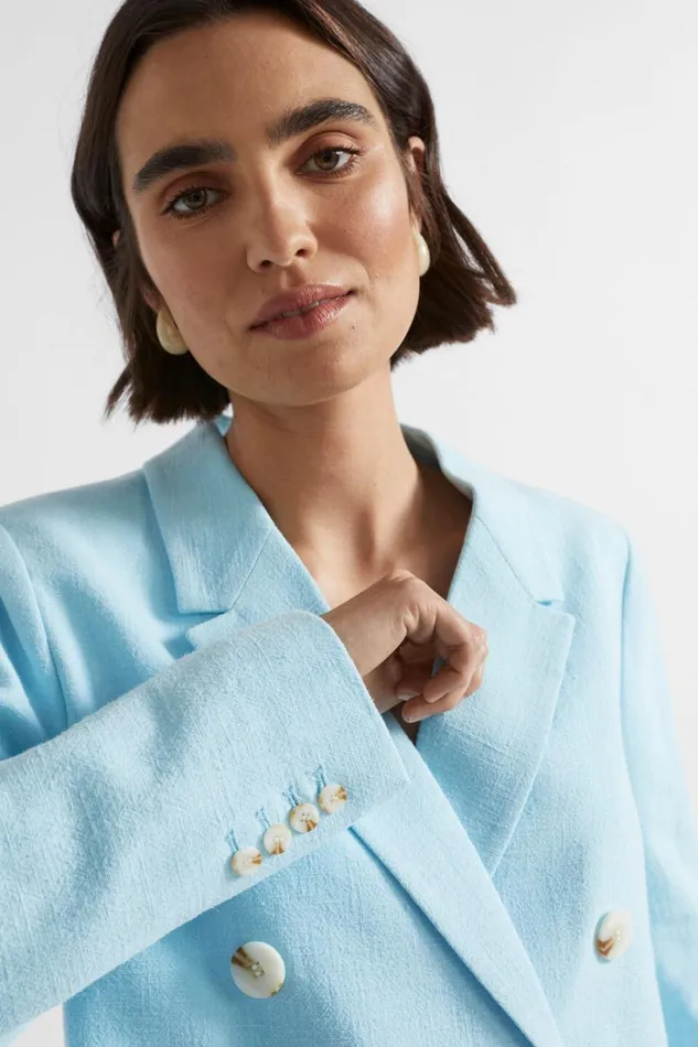 Jackets and Vests Woman Seed Heritage Cropped Blazer Shimmer Blue