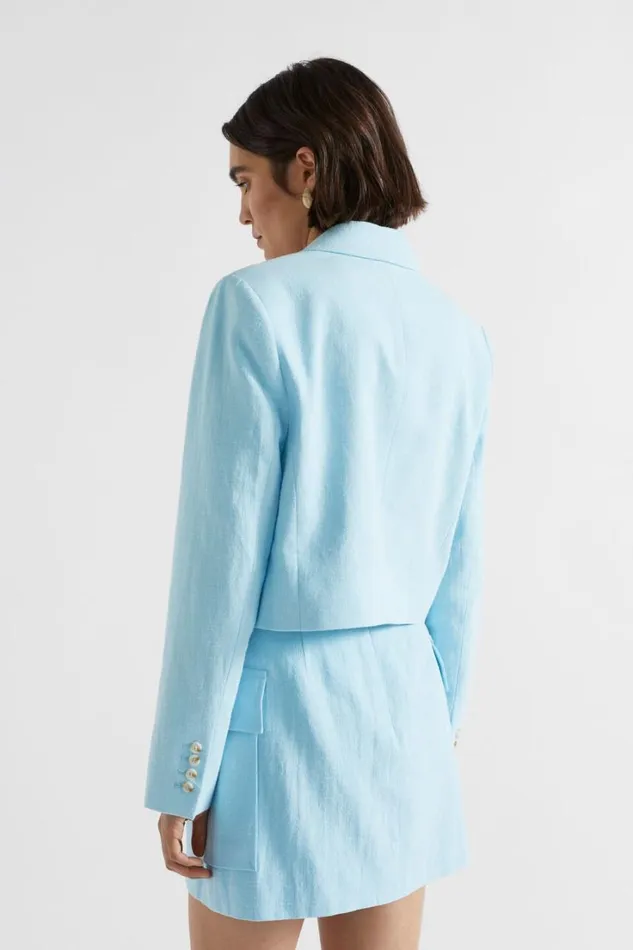 Jackets and Vests Woman Seed Heritage Cropped Blazer Shimmer Blue