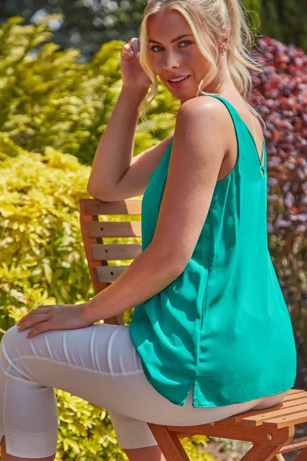 Jade Cross Back VNeck Camisole Women Roman Tops