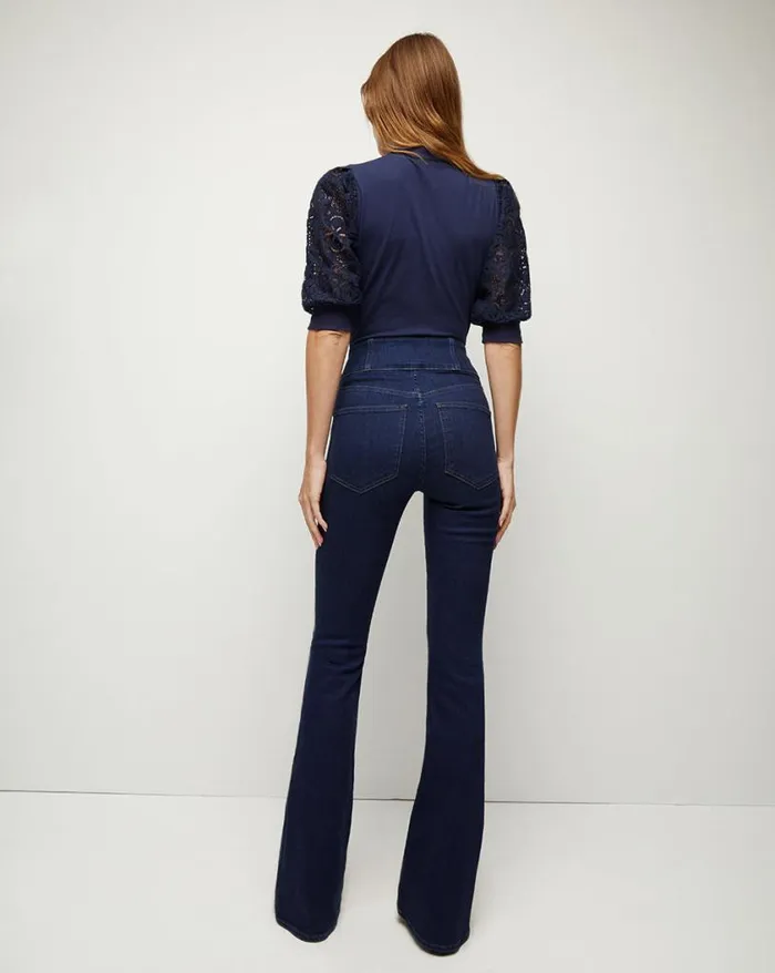 Jeans Shop Veronica Beard Beverly SkinnyFlare Jean Corset Waist Rodeo Rinse