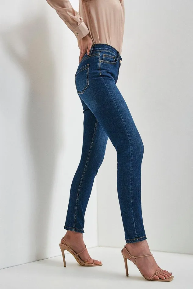 Jeans Women Karen Millen Mid Rise Slim Leg Jeans Mid Wash