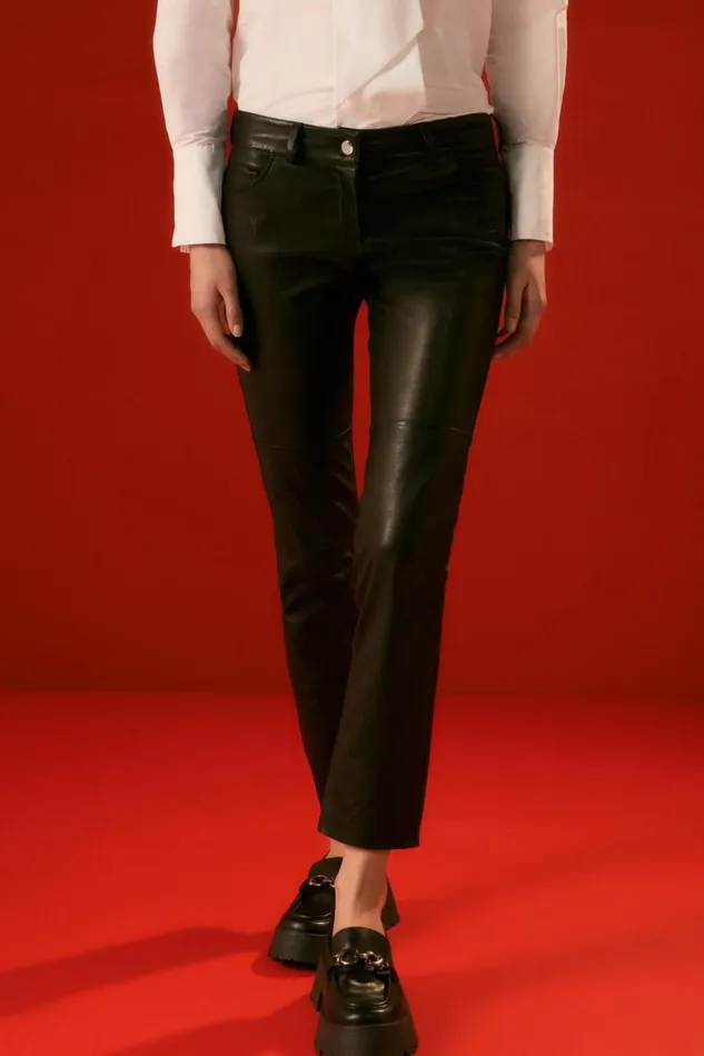 Jeans Women Karen Millen The Founder Veg Tan Stretch Leather Low Rise 5 Pocket Jean Black Jeans Women Karen Millen The Founder Veg Tan Stretch Leather Low Rise 5 Pocket Jean Black