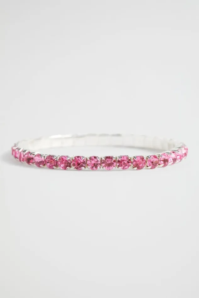 Jewellery Girl Seed Heritage Diamante Stretch Bracelet Pink